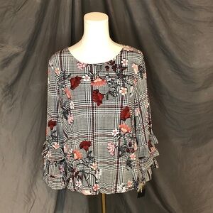 Alfani Black and Red Floral Blouse